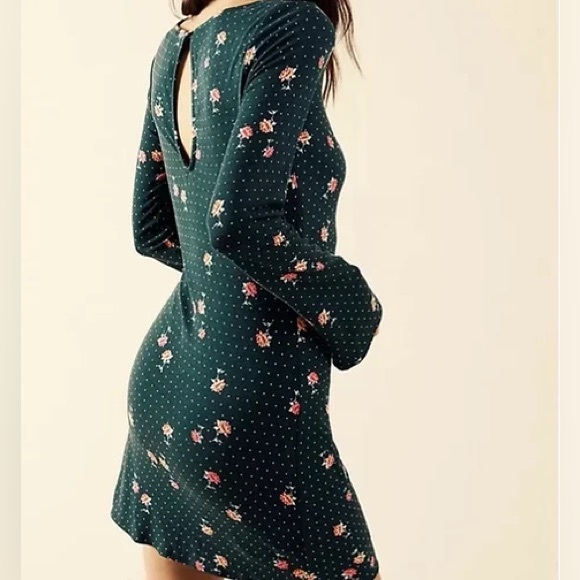 NWT Free People Green Celia Mini Dress - Picture 2 of 14